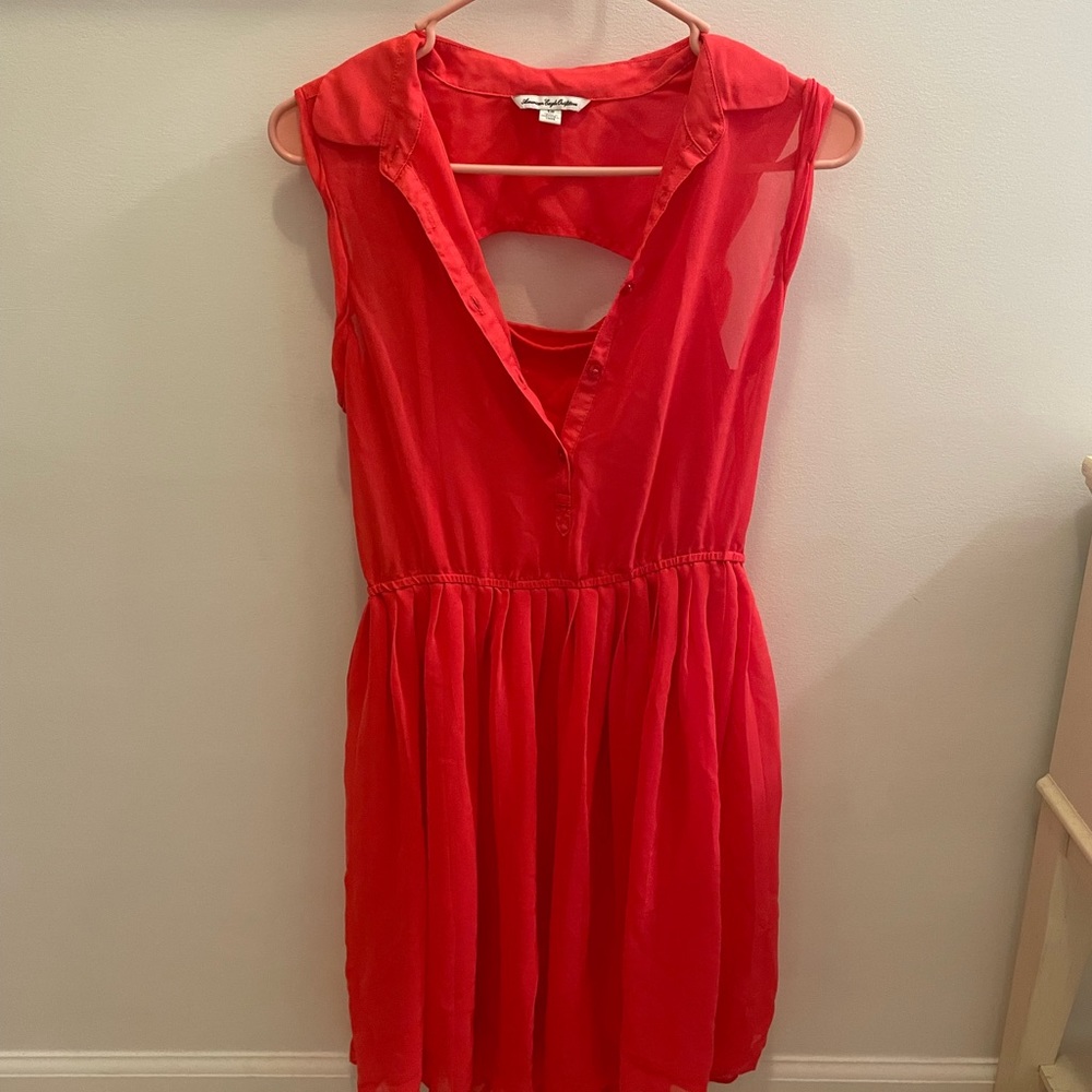 American Eagle Red womens small slip dress with open back